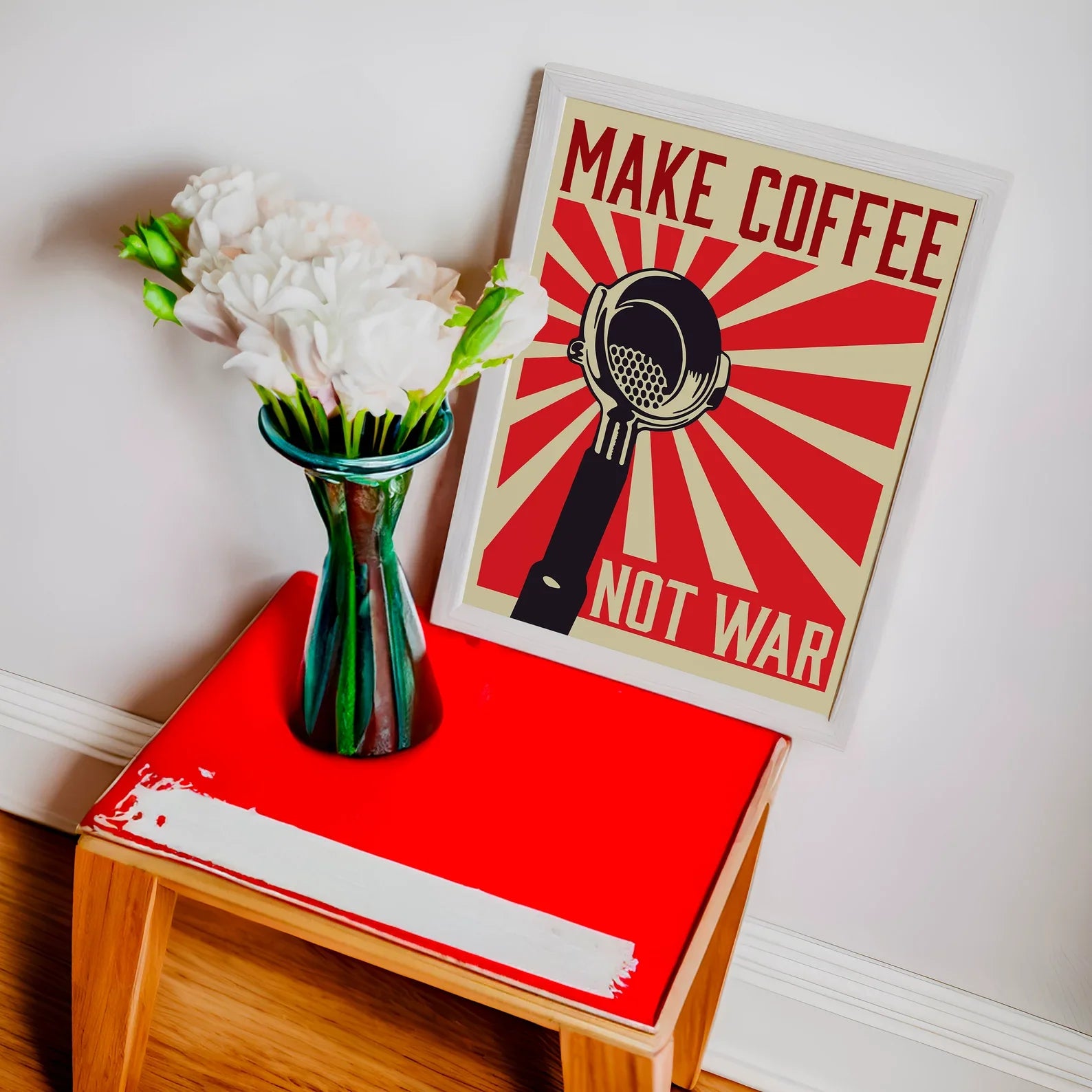 Make Coffee Not War - Poster del caffè - Portafiltro - Poster dell'espresso / Poster del caffè