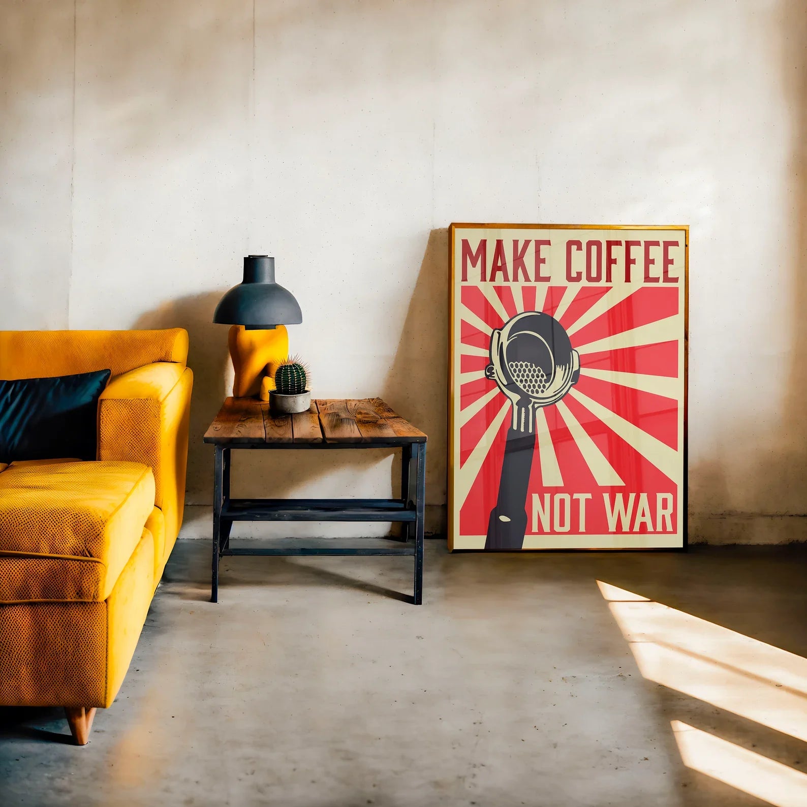 Make Coffee Not War - Poster del caffè - Portafiltro - Poster dell'espresso / Poster del caffè